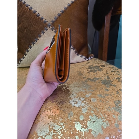 Bostanten Small Brown Leather Bifold Wallet Snap Closure Zip Pocket - Picture 5 of 10